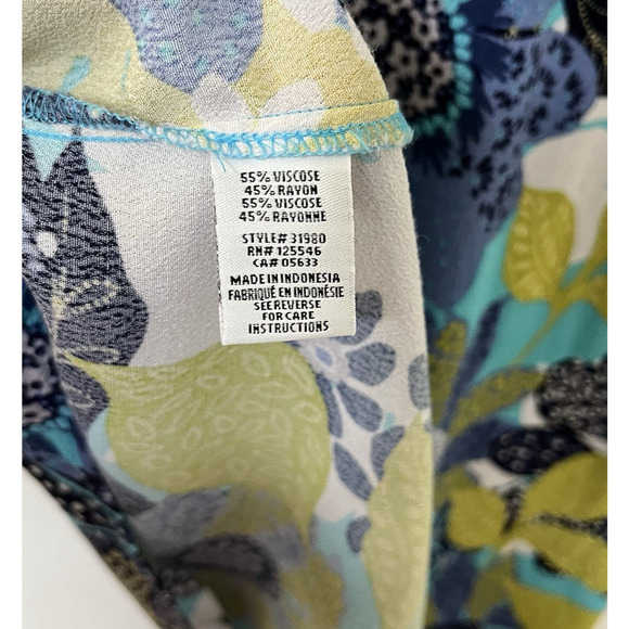 Habitat Floral Flounce Mini Shift Dress Size L Blue Artsy Lightweight Pockets - Picture 8 of 9